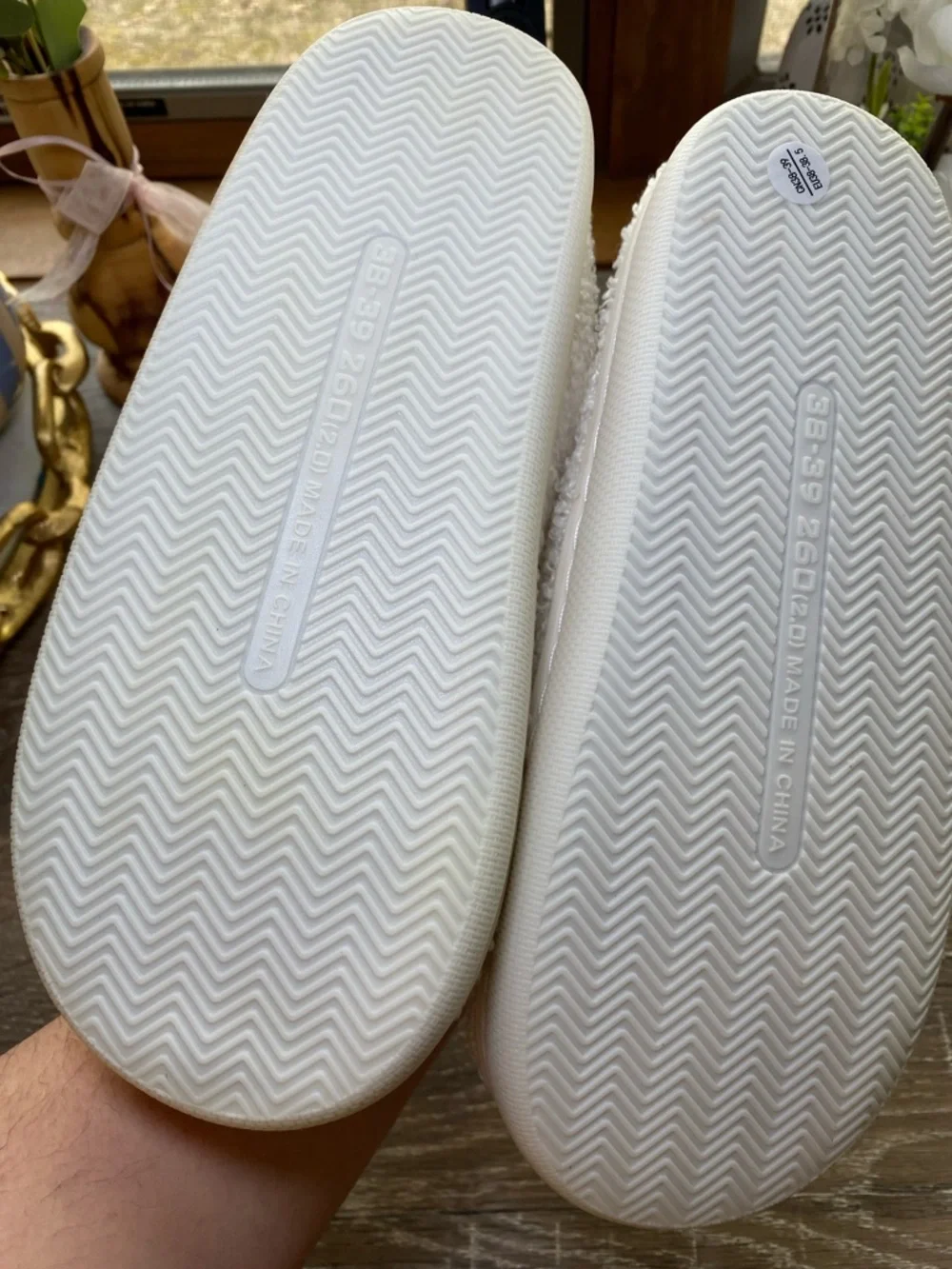 NEW White Santa Slippers with Pink Hat Accent